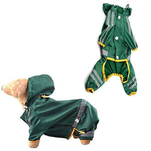 hongyupu Regenmantel Für Hunde Wasserdicht Regenmantel Hunde Klein Hund Regenmantel mit Kapuze Haustier Regenmantel Großer Hund Regenmantel Green,L von hongyupu