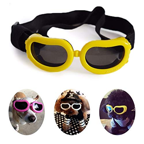 hongyupu Sonnenschutz Hund Brille Hund Welpen Sonnenbrille Gläser für Katzen Faltbare Hundesonnenbrille Augenschutzbrille wasserdichte Hundebrille Yellow von hongyupu