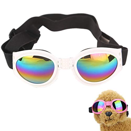 hongyupu Sonnenschutz Hund Hunde Sonnenbrille Gläser für Katzen Faltbare Hundesonnenbrille UV-Brille für Hund Schutzbrille wasserdichte Hundebrille White von hongyupu