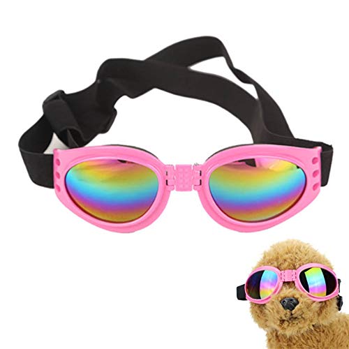 hongyupu Sonnenschutz Hund Hunde Sonnenbrille Gläser für Katzen Faltbare Hundesonnenbrille UV-Brille für Hund Schutzbrille wasserdichte Hundebrille pink von hongyupu