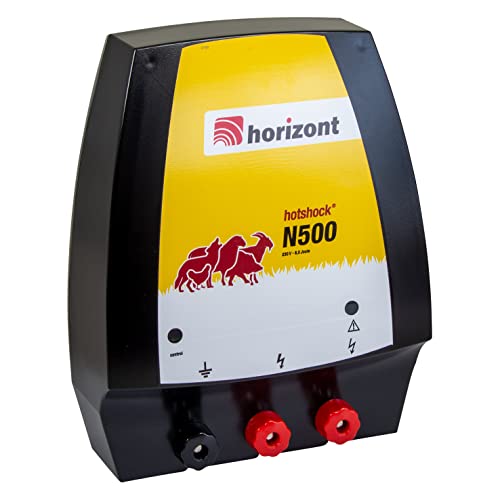 horizont Weidezaungerät 230V, 6 J - hotshock N500 - ideal für robuste Tiere und zur Wildabwehr, Elektrozaungerät, elektrischer Weidezaun, für große Zaunanlagen von horizont