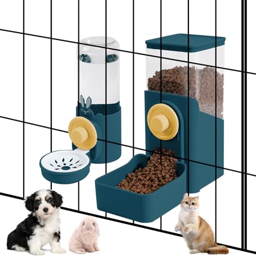 Automatischer Futter- und Wasserspender zum Aufhängen, automatischer Schwerkraft-Kaninchen, Frettchen, Häschen, Igel, Futter- und Wasserspender-Sets, Katzen- und Hundefutter- und Wasserspender, von hugyou