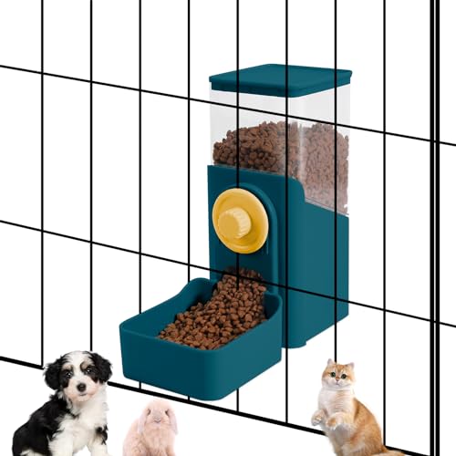 Automatischer Futterspender für Haustiere, zum Aufhängen, Schwerkraft, Kaninchen, Frettchen, Kaninchen, Igel, Futterspender für Katzen und Hunde, zum Aufhängen von Käfigen, Dunkelblau von hugyou