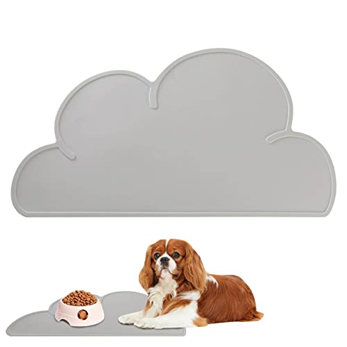 Futternapfmatte für Haustiere, Tiernapf-Cloud Shape Silikon Futtermatte mit spritzwassergeschützter Kante, Pet Food Mat Futternäpfe Tischsets für Zuhause, Küche Abbto von huiba