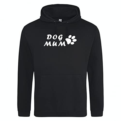 huuraa Unisex Hoodie Dog Mum Tapse Pullover Vegan Größe L Deep Black mit Motiv für alle Hundemenschen Geschenk Idee für Freunde und Familie von HUURAA