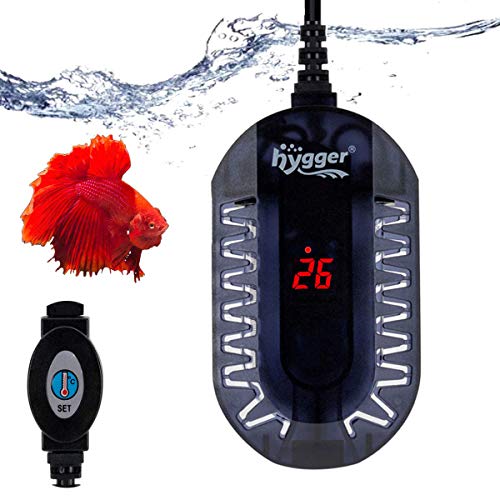 Hygger 50W Digitaler Aquarienheizer zum Eintauchen ins Wasser, für Kampffische und Schildkröten, mit intelligenter LED-Temperatur und extern einstellbarem Temperaturregler für 3,7–24 Liter Aquarien von hygger