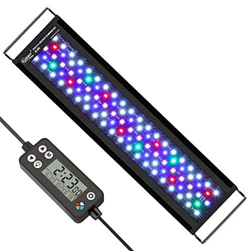 hygger Aquarium Beleuchtung, Aquarium LED Beleuchtung,Vollspektrum Aquarium Licht mit Monitor, 36W 24/7 Beleuchtungs Zyklus, 7 Farben, Einstellbarer Timer,3 Modus für 91-106cm Süßwasser Aquarien von hygger