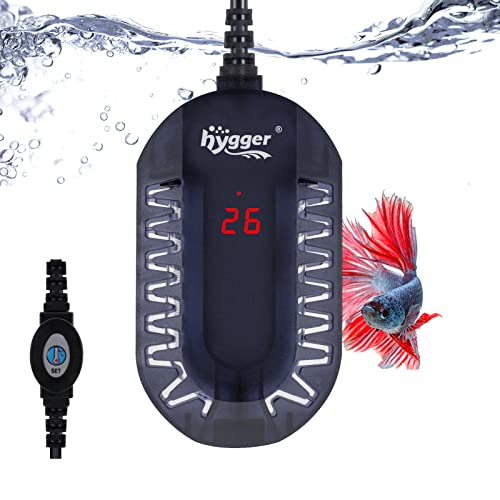 hygger Aquarium Heizung, 100W Temperatur Einstellbare Aquarium Heizstab, Schnelles Aquarium Heize mit Externem Controller und Eingebautem Thermometer für 25-50L Kleines Aquarium von hygger