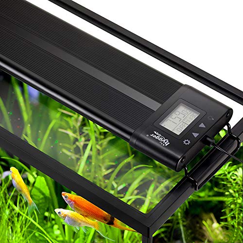 hygger Aquarium LED Beleuchtung,26W Vollspektrum Aquarium Beleuchtung mit LCD Einstellung, Sunrise Sunset Moon und DIY Modus, Einstellbare Timer Aquarium Licht mit 7 Farben für 46-61cm Aquarien von hygger