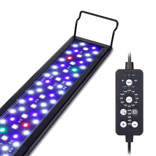 hygger Aquarium LED Beleuchtung,36W Vollspektrum Aquarium Beleuchtung,24/7 Aquarium Lampe Fish Tank Light mit 9 Mehreren Farben und 10 Einstellbare Helligkeit für 90-102cm Süßwasser Tanks von hygger