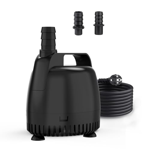 hygger Aquarium Wasserpumpe,3500L/H Water Pump Submersible Fountain für Springbrunnen, Teich, Hydrokultur, Statuen, Wasserfall, 70W Fish Tank Water Pump Tauchpumpe mit 2 Düsen von hygger