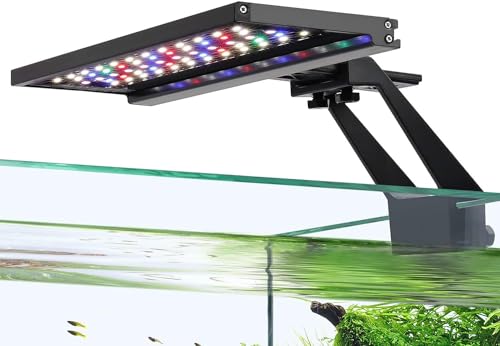 hygger Clip On Vollspektrum Aquarium LED Beleuchtung,14W Aquarium Beleuchtung Tag-Nacht Dual Timer, Sunrise-Day-Sunset-Moon Aquarium Licht, Einstellbare Timer mit 9 Farben für Bepflanzte Aquarien von hygger