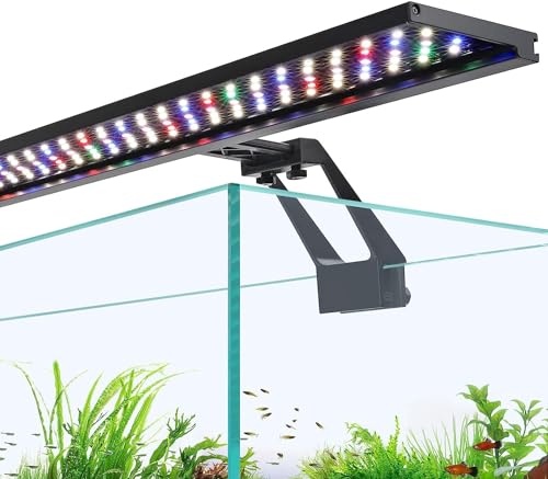 hygger Clip On Vollspektrum Aquarium LED Beleuchtung,18W Aquarium Beleuchtung Tag-Nacht Dual Timer, Sunrise-Day-Sunset-Moon Aquarium Licht, Einstellbare Timer mit 9 Farben für Bepflanzte Aquarien von hygger