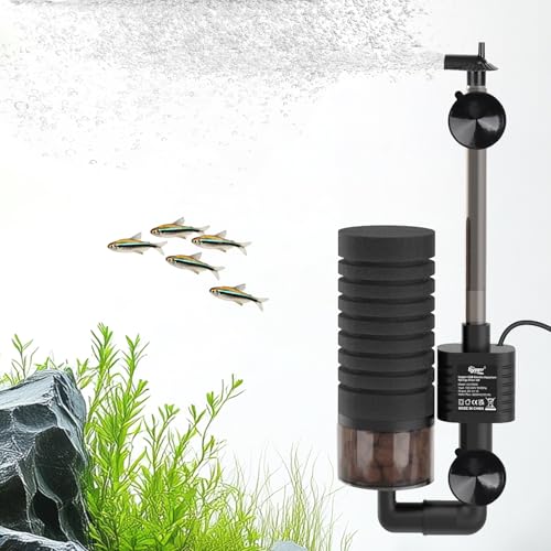 hygger Elektrischer Aquarium Schwammfilter, Power USB Single Aquarium Filtro Fish Tank Filter, Leiser Tauchschaum Aquarium Filter mit Gefilterten Keramikkugeln for up to 170L Aquariums (M) von hygger