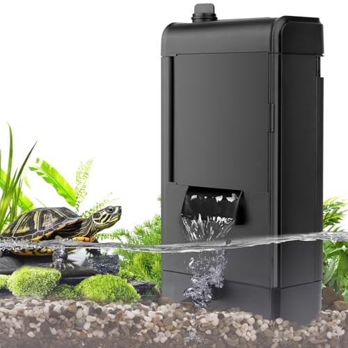 hygger Schildkröten-Tankfilter für 5-55 Gallonen Niedrigwasserstandfilter mit Multifunktions-Filtration, Drainage, verstellbarer Aquarium-Stromfilter für Frosch, Newt, Amphibien Reptilien von hygger