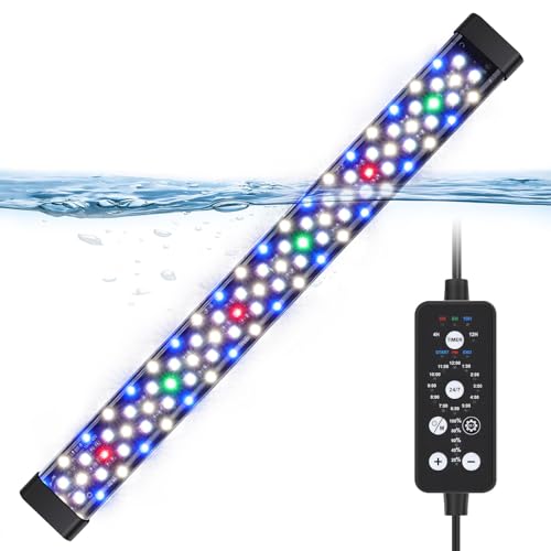 hygger Submersible Aquarium Led Beleuchtung,24/7 Mode Aquarium Light Full Spectrum LED mit Einstellbare Timer, 17W Fish Tank Lamp mit 9 Farben und 10 Einstellbare Helligkeit für 51-89cm Tank von hygger