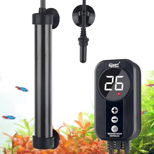 hygger Titanium Heizer 100W,Aquarium Heizung Aquarium Heizstab mit Display LED Controller,Titanium Aquarium Heater für 57-76L Saltwater Freshwater Aquariums von hygger