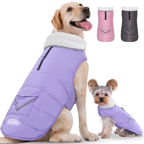 iBuddy Hunde-Wintermantel mit Fleece-Weste, wasserdicht, warm, winddicht, reflektierend, verstellbar, für große Hunde, Mädchen, Jungen von iBuddy