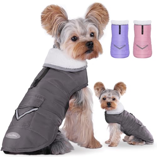 iBuddy Hunde-Wintermantel mit Fleece-Weste, wasserdicht, warm, winddicht, reflektierend, verstellbar, kalter Wintermantel für Hunde, Mädchen und Jungen von iBuddy