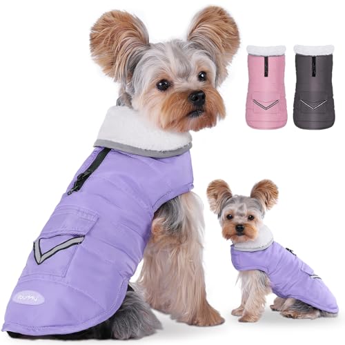 iBuddy Hunde-Wintermantel mit Fleece-Weste, wasserdicht, warm, winddicht, reflektierend, verstellbar, kalter Wintermantel für Hunde, Mädchen und Jungen von iBuddy