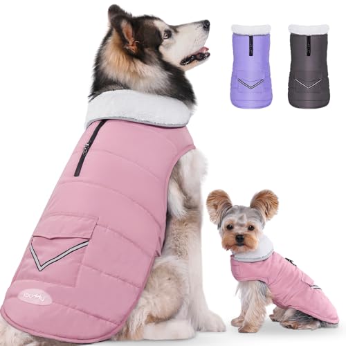 iBuddy Hunde-Wintermantel mit Fleece-Weste, wasserdicht, warm, winddicht, reflektierend, verstellbar, kalter Wintermantel für Hunde, Mädchen und Jungen von iBuddy