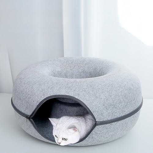 iCAGY Großes Katzentunnelbett Spielzeug für Indoor-Katzen (Hellgrau, 61 cm x 1) von iCAGY