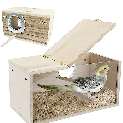 iDMRURvm Wellensittich Nistkasten Transparentes Design Sittich Nistkasten Vogelhaus Massivholz Papagei Zucht Box Hölzerne Vogel Nistkasten für Finken Sittich Wellensittich Papagei (set 2) von iDMRURvm