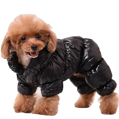 iFCOW Hunde-Daunenmantel, wasserdichte Hundejacke für den Winter, Ganzkörper-Welpen-Hundemantel, warmes Fleecefutter, Haustierkleidung für kleine Hunde von iFCOW