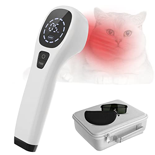 iKeener Haustier-Therapiegerät,Kalte Lasertherapie Lindert Muskel- und Gelenkschmerzen Tieren,Tragbares Rotlicht Therapiegerät für Pferde,Hunde,Katzen und Andere,mit Gratis Schutzbrille (4 x 808nm) von iKeener