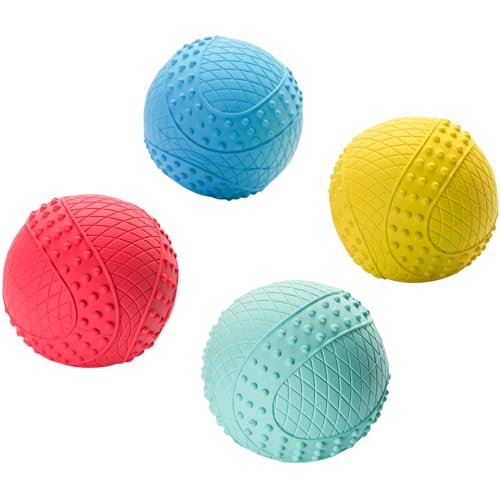 iPettie Schwimmender Hundeball, Hund Wasser Apportieren Spielzeug, Gummi Hundeball, Hund Kauspielzeug, Hund Quietschspielzeug für große und kleine Hunde, Rindfleischgeschmack, 4 Sets, 6.3 cm von iPettie