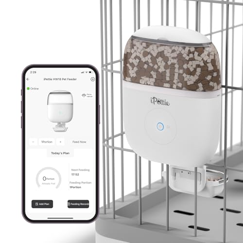 iPettie Smart WiFi-Hängekäfig-Futterstation für Kaninchen, Katzen, Hunde und Hamster – perfekt für Tierhandlungen, Fernbedienung und Portionskontrolle, zeitgesteuerte Fütterung, 1,757 ml Kapazität, von iPettie