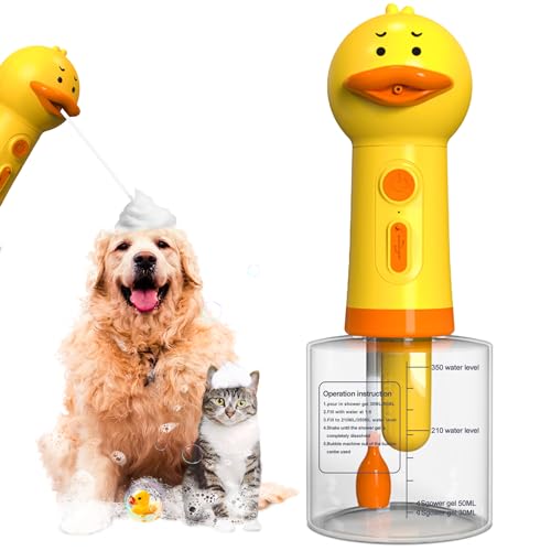 iPriro Automatischer Hundebadsprüher Waschschaum Maschine Bad Bubble Maker für Hunde und Katzen Badeaufsatz zum Reinigen Wiederaufladbar und USB-Kabel 340.2 g von iPriro