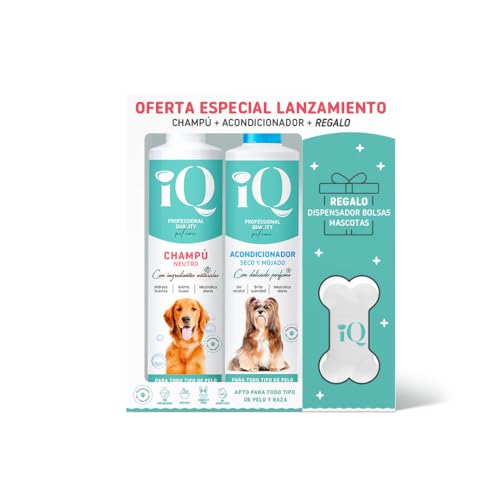 iQ Pet Care Neutrales Shampoo + Entwirrender Conditioner für Haustiere, Komplettpflege für alle Haartypen und Rassen von Katzen und Hunden | inklusive Beutelspender – 600 ml von iQ Proffesional Quality