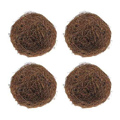 iSpchen 4pcs Vogelnest Osternest, Vogelnest Handgewebt mit Kunsteiern, Künstliche Vögel Nest Hanffäden Vögel Nest Orament Nest Für Vögel, Rattan Ostern Vogelnest Deko DIY Osterkorb Grasnest Frühling von iSpchen