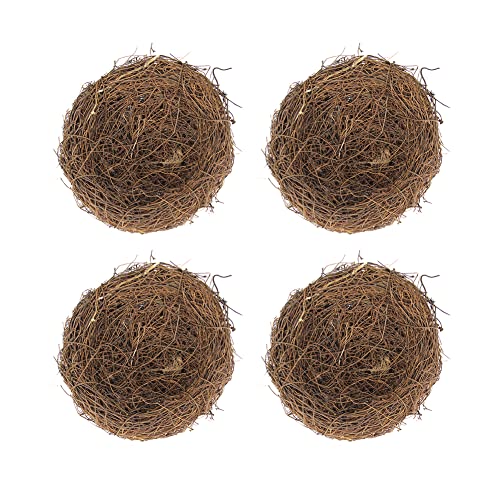 4pcs Vogelnest Osternest, Vogelnest Handgewebt mit Kunsteiern, Künstliche Vögel Nest Hanffäden Vögel Nest Orament Nest Für Vögel, Rattan Ostern Vogelnest Deko DIY Osterkorb Grasnest Frühling von iSpchen