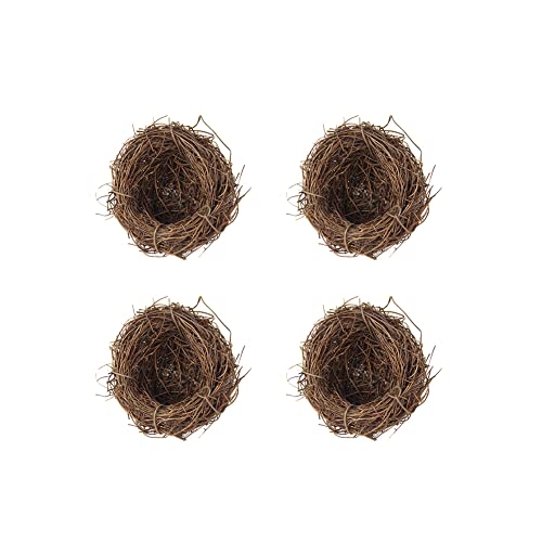 iSpchen 4pcs Vogelnest Osternest, Vogelnest Handgewebt mit Kunsteiern, Künstliche Vögel Nest Hanffäden Vögel Nest Orament Nest Für Vögel, Rattan Ostern Vogelnest Deko DIY Osterkorb Grasnest Frühling von iSpchen