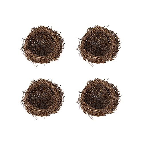 4pcs Vogelnest Osternest, Vogelnest Handgewebt mit Kunsteiern, Künstliche Vögel Nest Hanffäden Vögel Nest Orament Nest Für Vögel, Rattan Ostern Vogelnest Deko DIY Osterkorb Grasnest Frühling von iSpchen