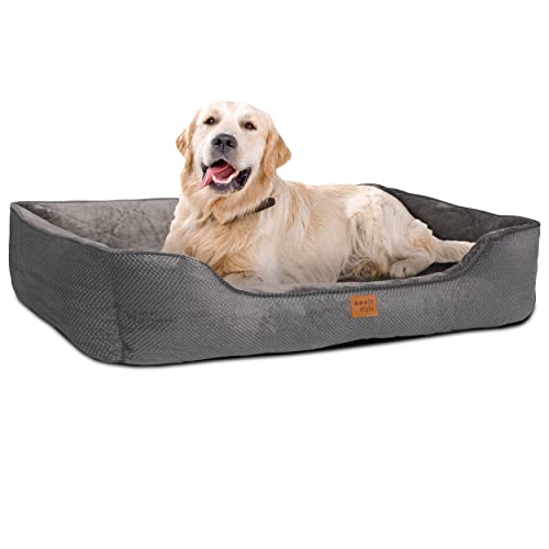 ib style Milo Hundebett, Hundekorb waschbar, Hundecouch, Schlafplatz mittelgroße Hunde, Hundesofa, Anti-Rutsch, L Grau von ib style