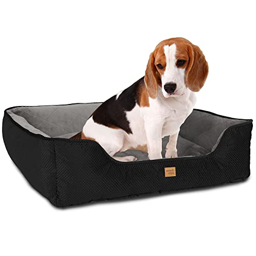 ib style Milo Hundebett, Hundekorb waschbar, Hundecouch, Schlafplatz mittelgroße Hunde, Hundesofa, Anti-Rutsch, M Schwarz von ib style