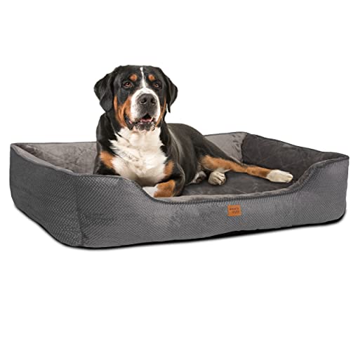 ib style Milo Hundebett, Hundekorb waschbar, Hundecouch, Schlafplatz große Hunde, Hundesofa, Anti-Rutsch, XL Grau von ib style