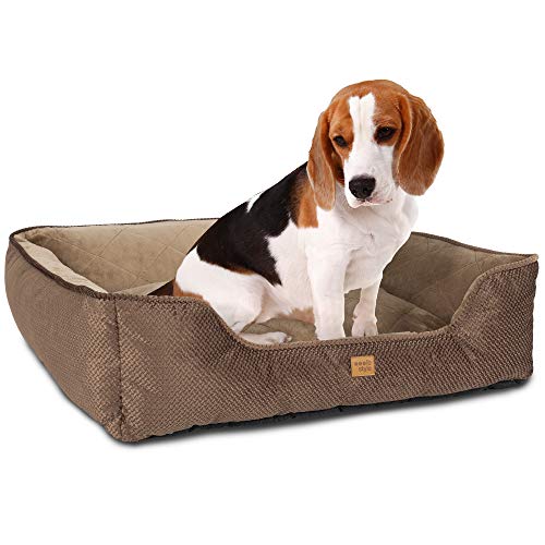 ib style Milo Hundebett, Hundekorb waschbar, Hundecouch, Schlafplatz mittelgroße Hunde, Hundesofa, Abnehmbarer Bezug, M Braun von ib style