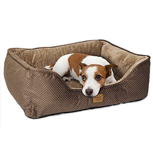 ib style Milo Hundebett, Hundekorb waschbar, Hundecouch, Schlafplatz kleine Hunde, Hundesofa, Abnehmbarer Bezug, S Braun von ib style