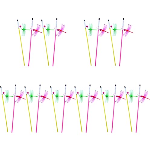 ibasenice 20 STK Katzen-Teaser Katze Neckender Zauberstab Mit Libelle Stick Katzenspielzeug Katzen-libellen-zauberstab-Spielzeug Interaktives Zauberstabspielzeug Plastik Kind Hauskatze Minze von ibasenice