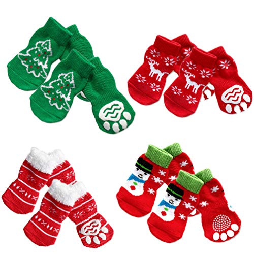 ibasenice 4 Sätze Pfotensocken Cartoon-socken Socken Für Katzen Katzenschuhe Hundesocken Traktionssocken Für Hunde Pfotengriffe Für Hunde Hundeweihnachtssocken Sox rutschfest Hündchen von ibasenice