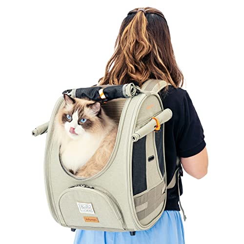 ibiyaya - Abenteuer-Katzentrager-Rucksack – von Fluggesellschaften zugelassener Katzenrucksack für Katzen oder Haustiere unter 8,6 kg – belüfteter Katzenrucksack mit Sicherheitsgurt, für Reisen, von ibiyaya