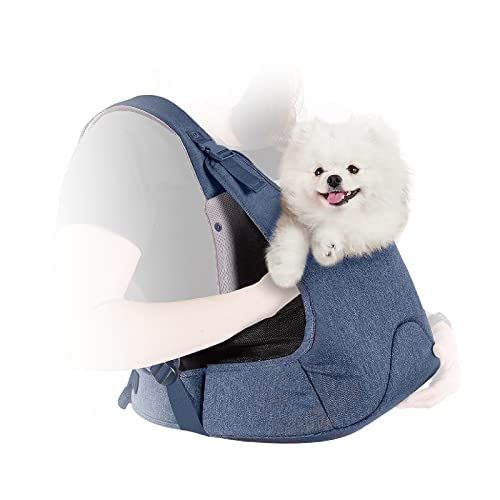 ibiyaya Hug Pack Tragetasche für Hunde und Katzen, verstellbare Tragetasche, vorne gerichtete Hundetasche, lindert Angst für Outdoor-Reisen, geeignet für Welpen, kleine Hunde, Katzen (blaue Jeans) von ibiyaya