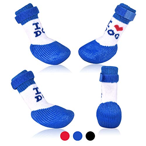 Hundestiefelsocken mit Verstellbarer, wasserdichter, atmungsaktiver und Rutschfester Sohle, schützt die Pfoten bei jedem Wetter (Größe L, blau) von ideaspark