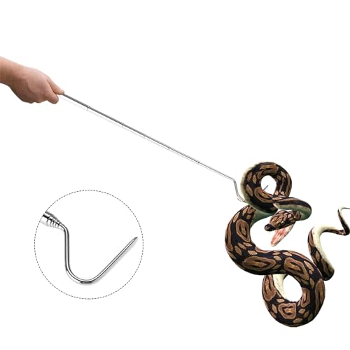 ieron Schlangenhaken, einziehbare Stange, Edelstahlhaken, professionelles Reptilienzubehör für Outdoor-Aktivitäten oder wilde Abenteuer, 16 cm bis 71 cm von ieron