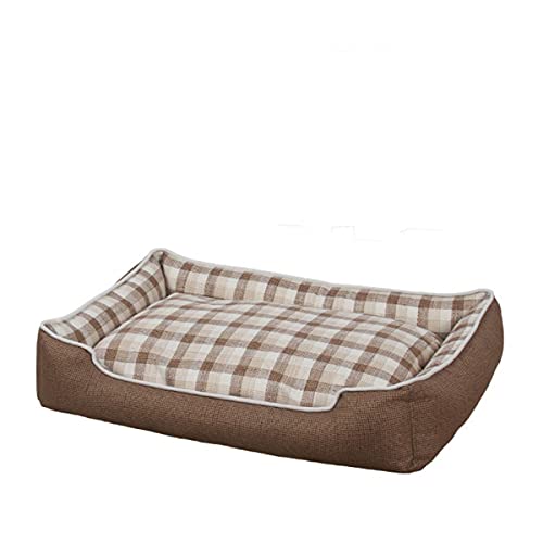 ifgswopq Hundebett, Hundebett, mittelgroß, waschbar, Hundebettkorb für mittelgroße und große Hunde, rutschfeste Unterseite, Haustierbetten, Couchkissen (Hellbraun 78 x 57 x 13 cm) (Hellbraun 78 x 57 x von ifgswopq