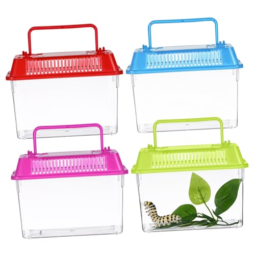 4 Stück Transparente Reptilien Tierfutterboxen Handgehaltene Plastik Aquarium Behälter für Schildkröten Goldfische und Hamster Zuchtbox für Haustiere mit Belüftung und Großem 4 Stück Transparente Reptilien Tierfutterboxen Handgehaltene Plastik Aquarium Behälter für Schildkröten Goldfische und Hamster Zuchtbox für Haustiere mit Belüftung und Großem von ifundom